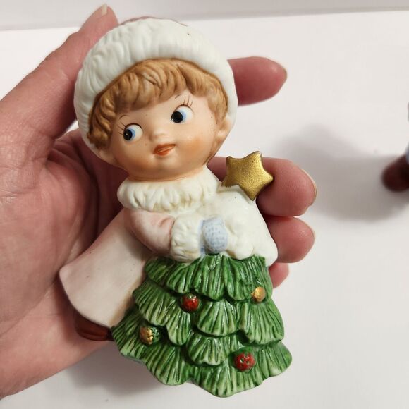 Vintage Homco Christmas 5556 Porcelain Christmas Children Boy & Girl Figurines - Picture 7 of 12